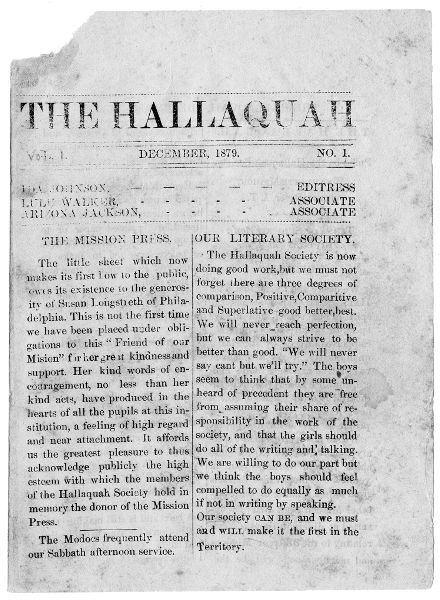 Front page of the Hallaquah December 1879 Oklahoma Historical Society In - photo 2