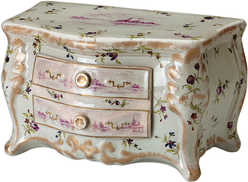 Miniature commode before 1872 Faience yellow-reddish flakes white tin - photo 8