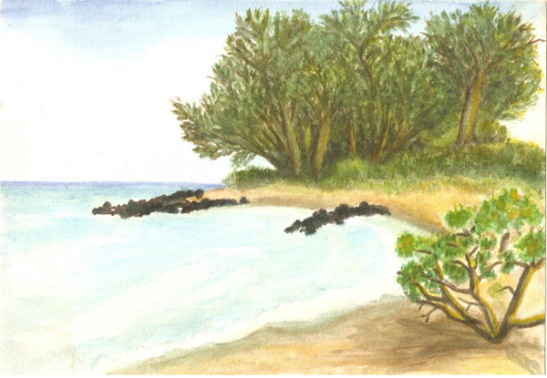 WATERCOLOR Sanctuary Kanaha Beach Park Kahului Maui Hawaii 1998 HOW DID - photo 3