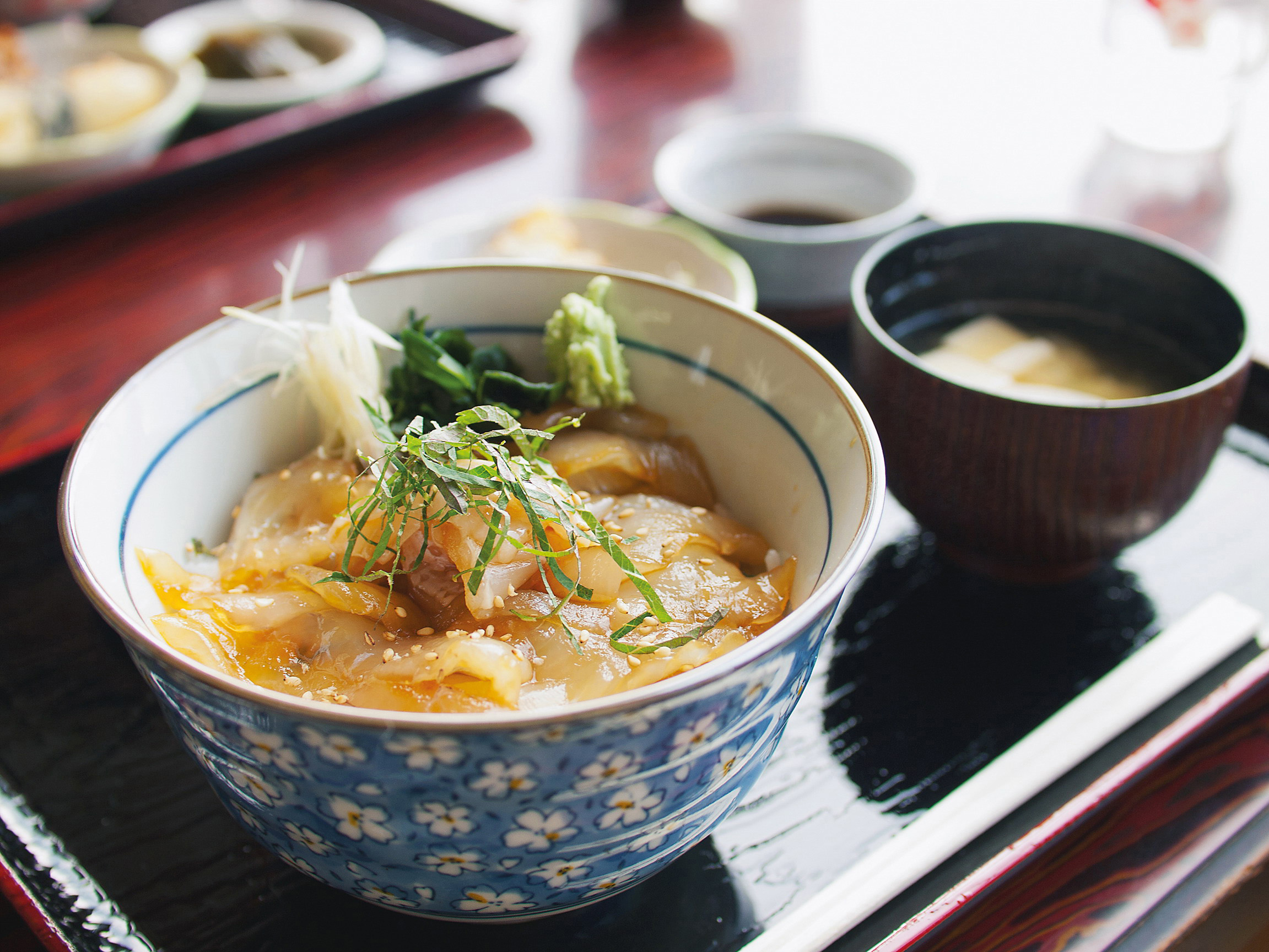 Aomori Flatfish sashimi atop a bowl of rice a regional delicacy Daisuke Kawai - photo 24