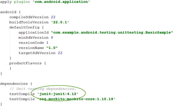 Figure 1-4 Modify the buildgradle file Choose the Unit Tests test artifact - photo 4