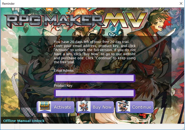 Figure 1-1 The starting screen for trial versions of RMMV The screenshot is - photo 1