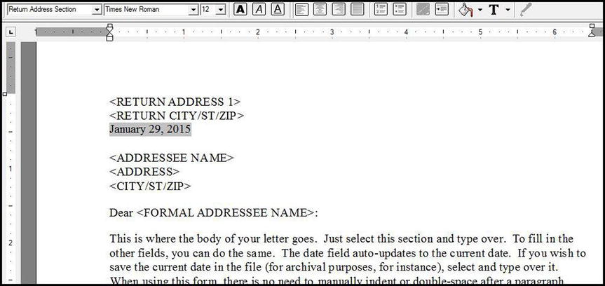 Figure 1-2 A business letter template in AbiWord The programs functions are - photo 2