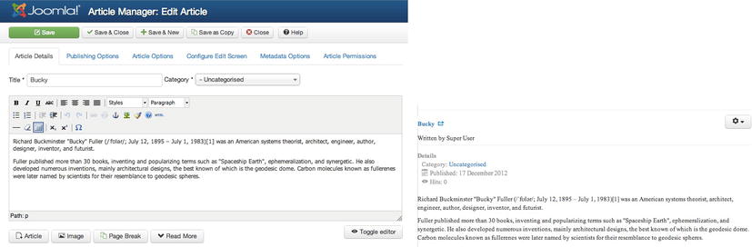 Figure 1-1 This side-by-side display of the editor view of an article on the - photo 1