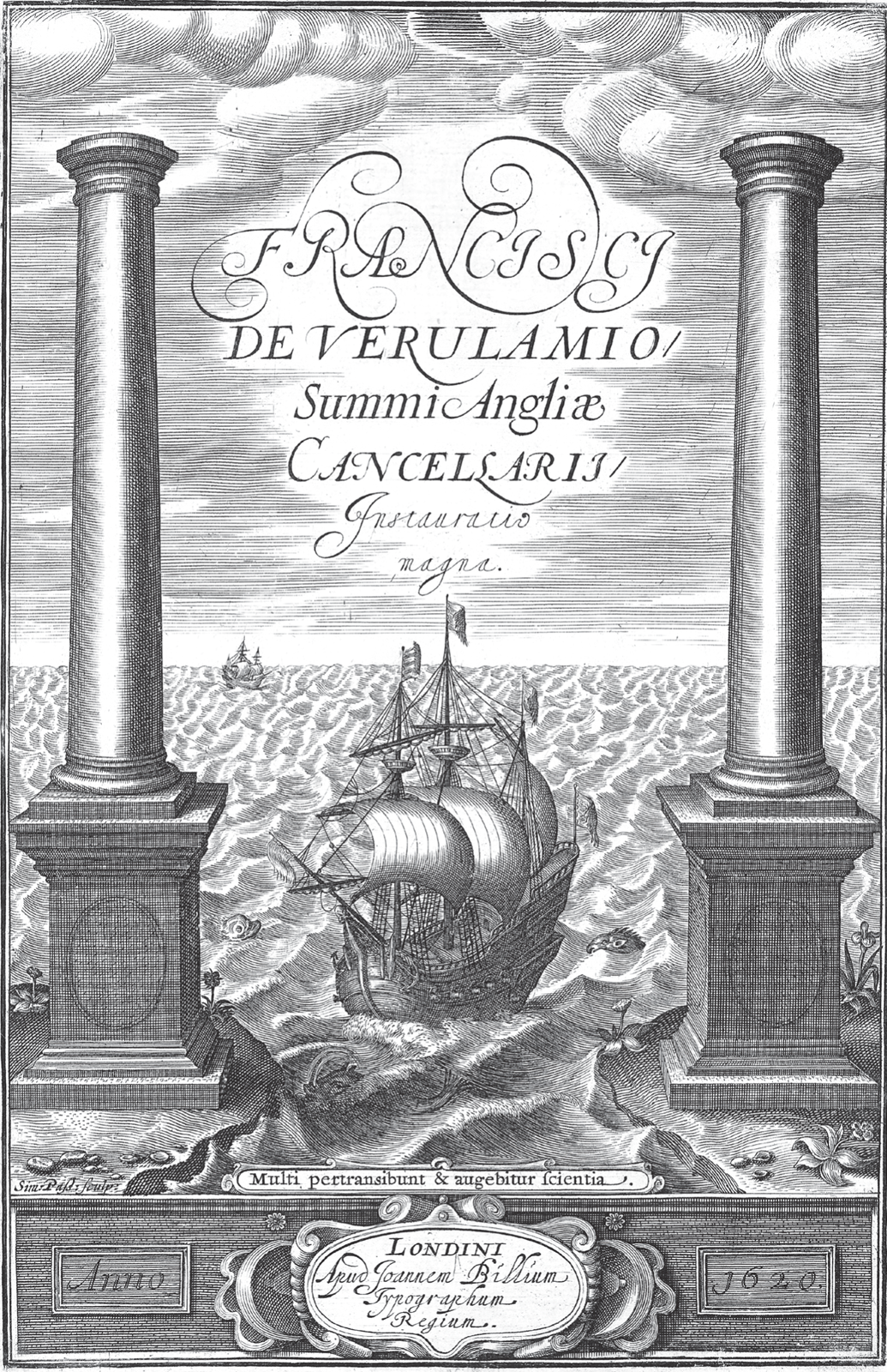 Title page of Francis Bacon Novum organum 1620 which shows a ship sailing - photo 6