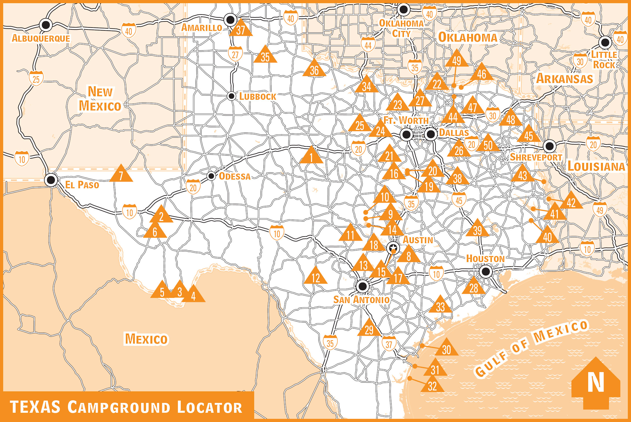 TEXAS MAP KEY Other titles in this series The Best in Tent Camping Arizona - photo 2