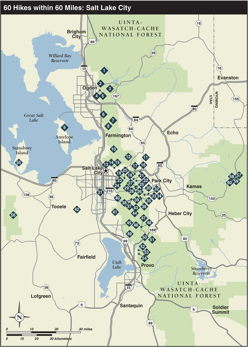 MAP LEGEND HIKES LIST 60 HIKES WITHIN 60 MILES SALT LAKE CITY - photo 2