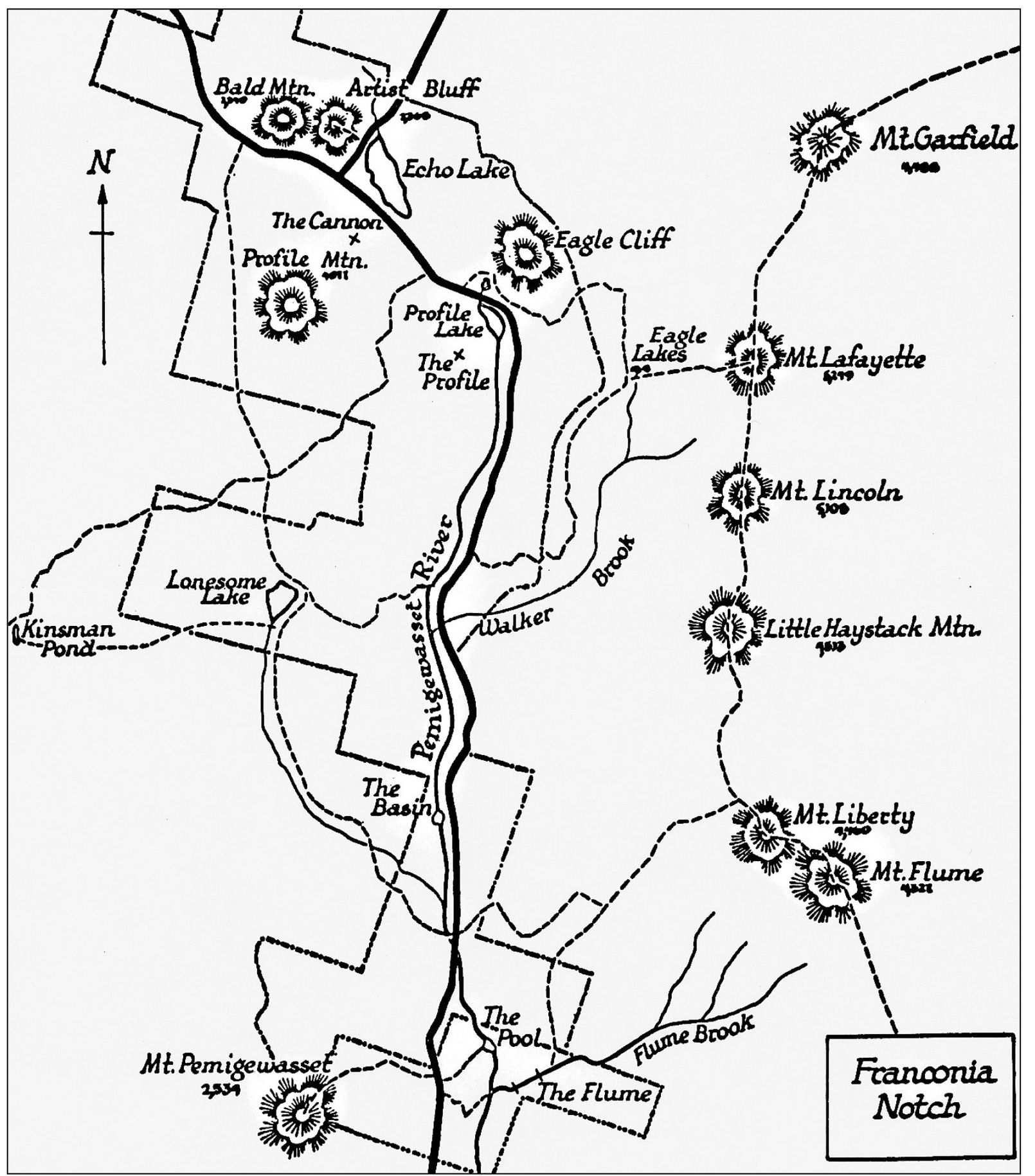 A MAP OF FRANCONIA NOTCH What the Saco Valley is to the White Mountains the - photo 4