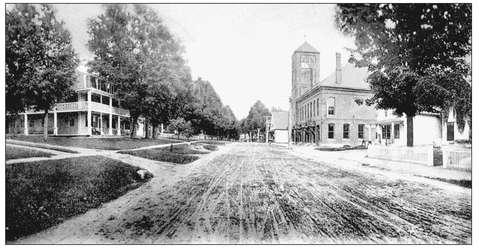 The stately trees and white houses framing the major street that passes through - photo 7