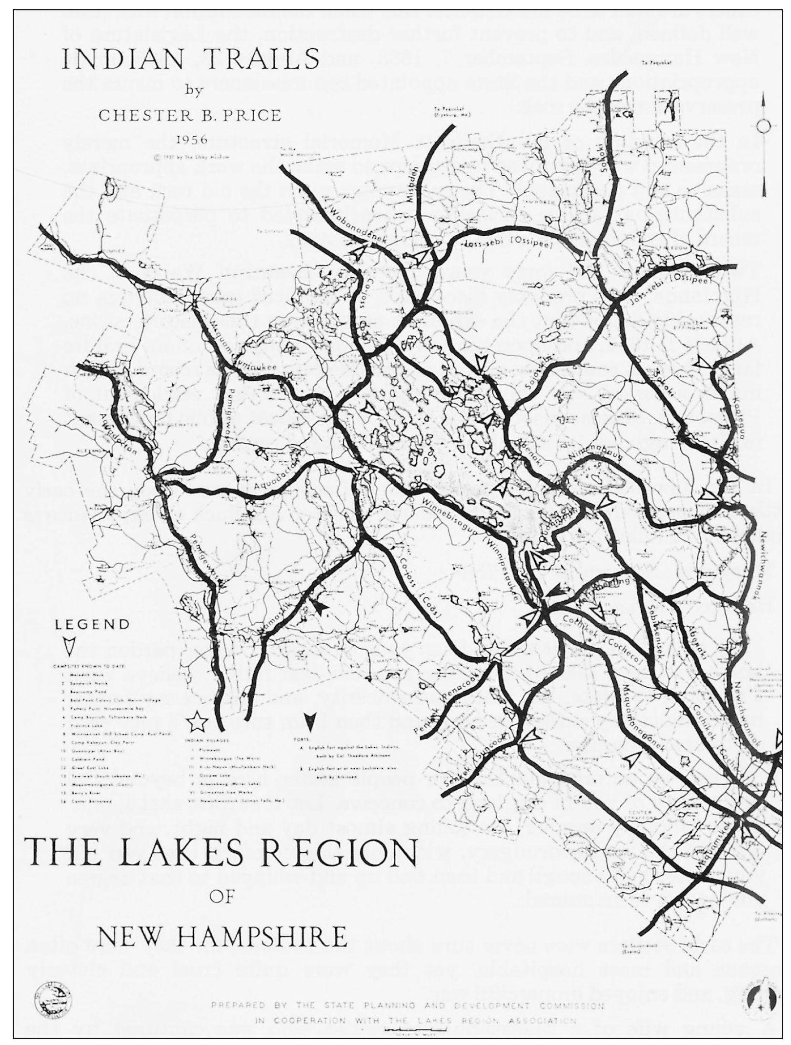 A map of Native American trails in the Lakes Region of New Hampshire 1956 - photo 6