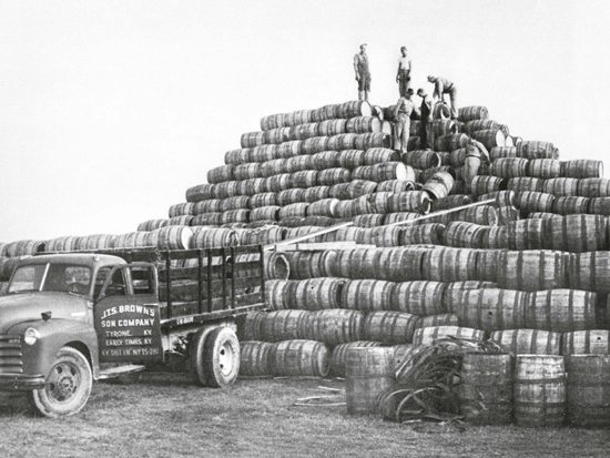 Stacking empty barrels at the JTS Brown distillery now Wild Turkey - photo 3