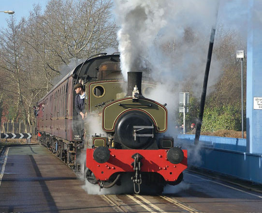 Andrew Barclay 0-4-0ST 1147 John Howe powers over the Marina Bridge in Preston - photo 3