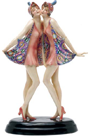 Goldscheider pottery of The Dolly Sisters the dancers modelled cheek-to-cheek - photo 6