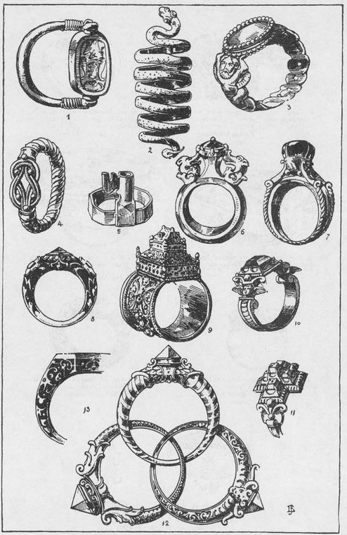 EVOLUTION OF THE FINGER RING 1 Egyptian seal ring 2 Greek snake ring found - photo 2