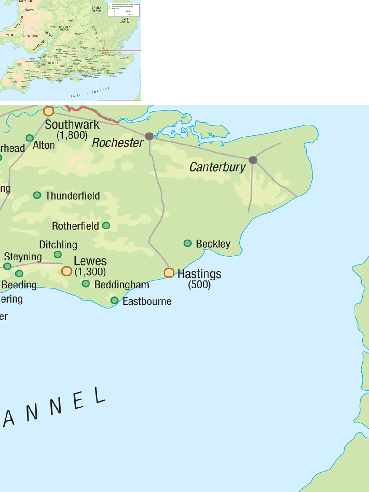 The kingdom of Wessex and its neighbours The map shows the 32 places which can - photo 7