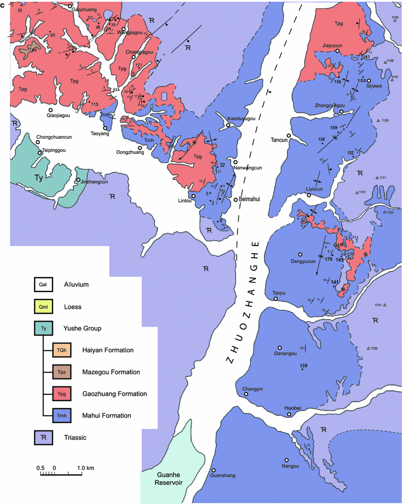 Fig 12 a c Geological maps of Yushe subbasins prepared by the - photo 4