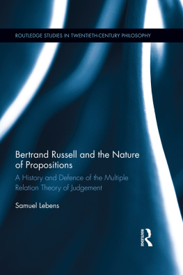 Lebens Bertrand Russell and the Nature of Propositions