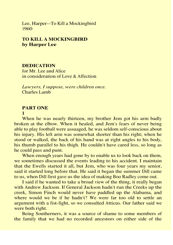 Lee HarperTo Kill a Mockingbird 1960 TO KILL A MOCKINGBIRDby Harper Lee - photo 1