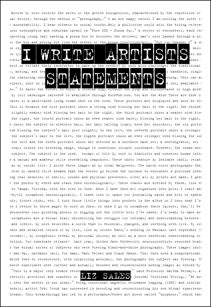 I Write Artist Statements - image 1