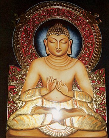 2 Seated Buddha date unknown location unknown paint and gold 3 Head - photo 3