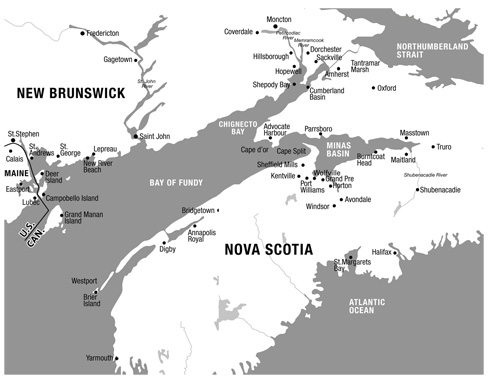 The Bay of Fundy with locations mentioned in the text Cast of Characters - photo 1