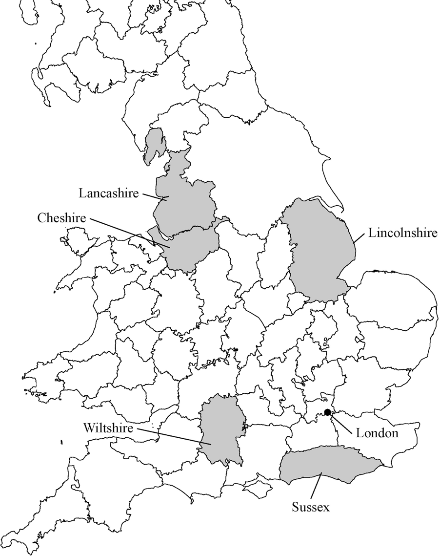 Figure 1 Map of the counties of early modern England All of these parties had - photo 1