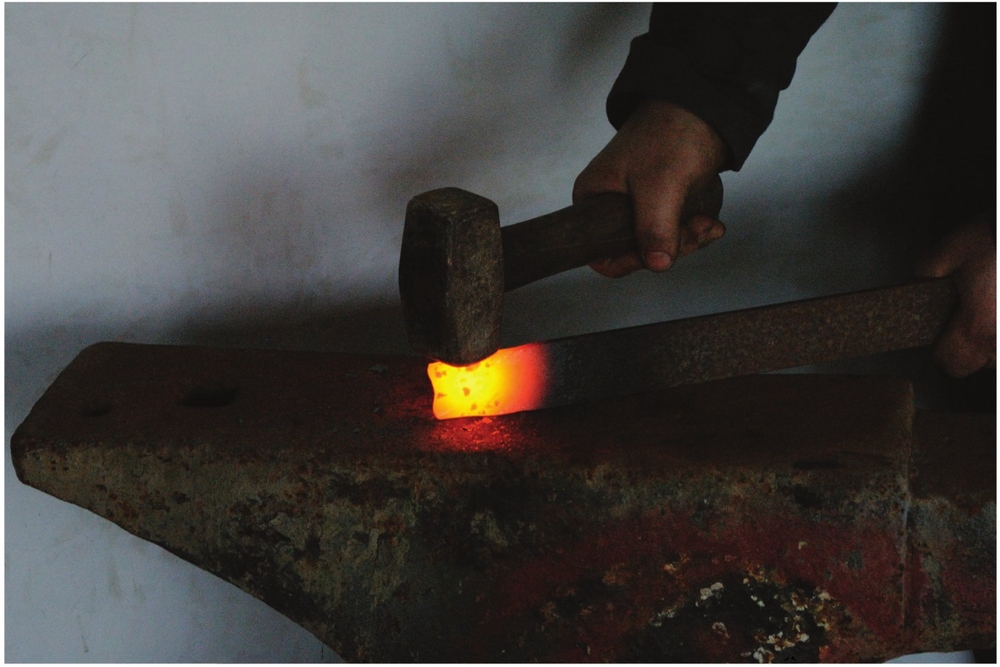 During the forge welding process heat and pressure are used to join the parts - photo 4