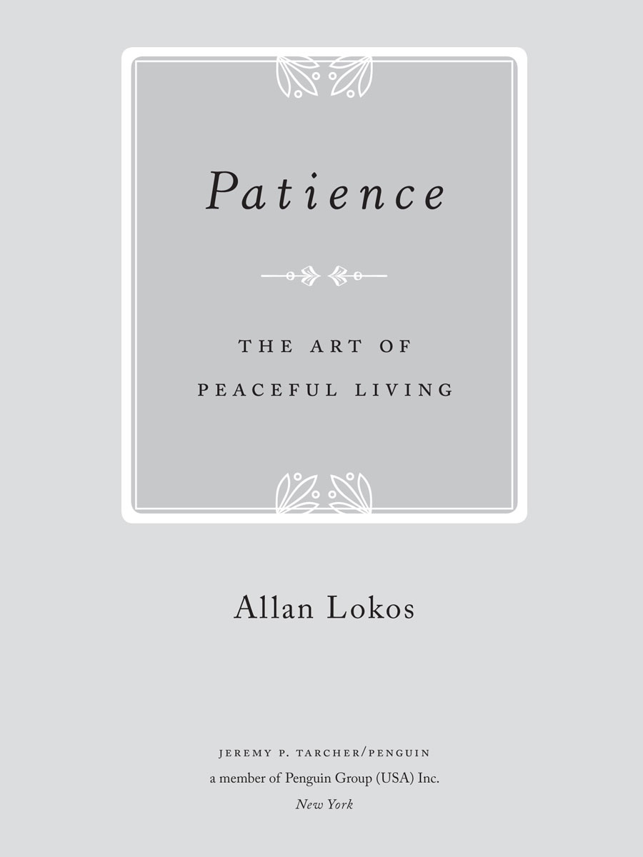 Praise for Patience by Allan Lokos Patience is an exquisite gift a healing - photo 1