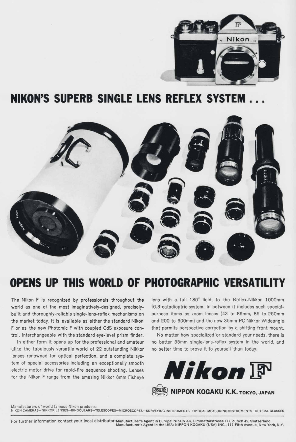 A 1965 advert showing the legendary Nikon F and a selection of lenses from the - photo 3