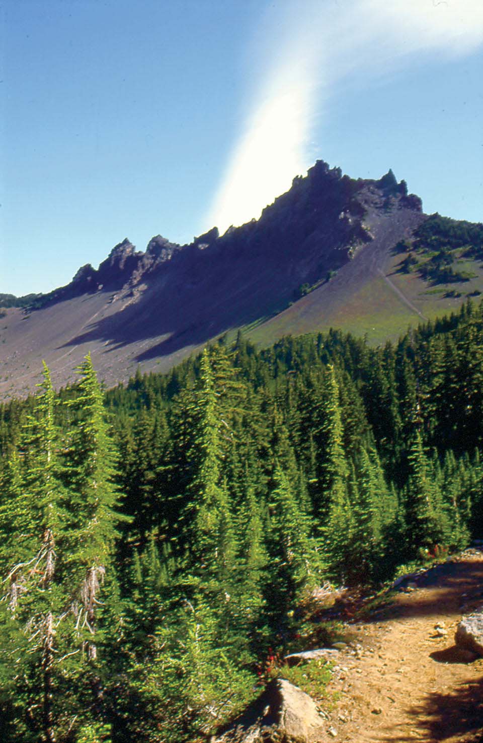 Three-Fingered Jack from the PCT South Sister over lake in Green Lakes - photo 8