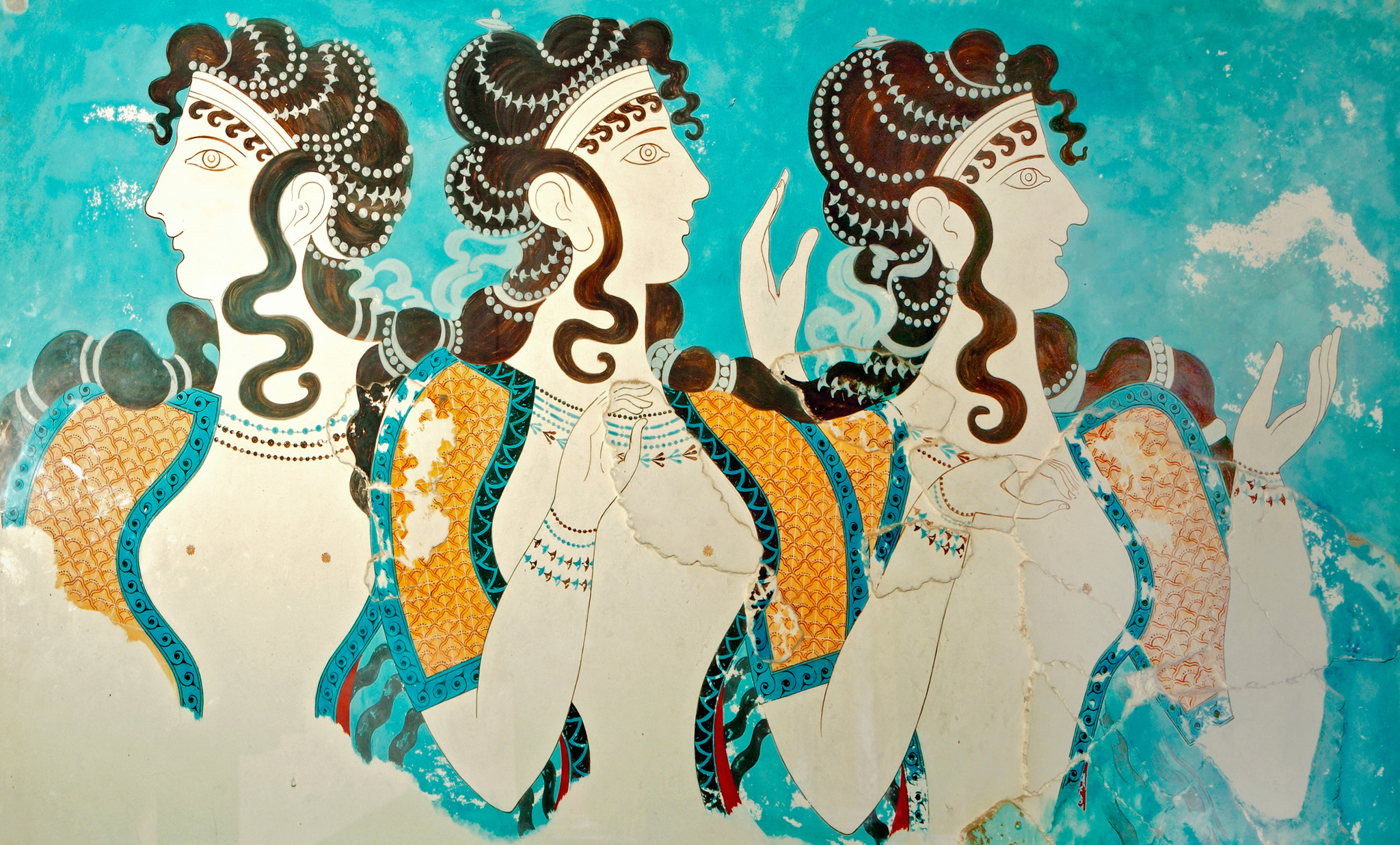 Ladies in Blue fresco at the Palace of Knossos Crete Top 10 Greek Islands - photo 7