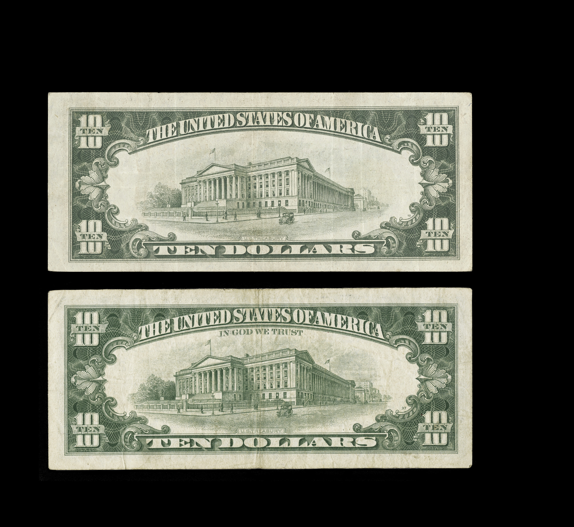 The ten-dollar bill showing the US Treasury before and after 1956 This - photo 4