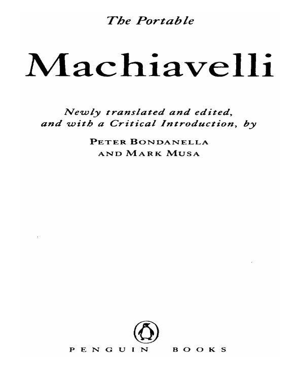 Table of Contents THE VIKING PORTABLE LIBRARY Niccol Machiavelli Niccol - photo 1