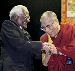 His Holiness the 14th Dalai Lama greets Archbishop Desmond Tutu in Vancouver - photo 5