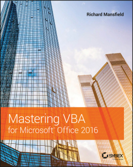 Mansfield - Mastering VBA for Microsoft Office 2016