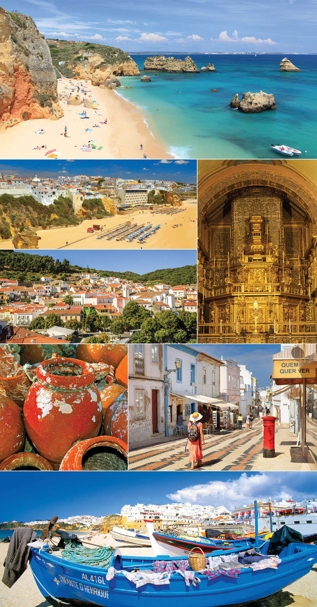 Clockwise from top Praia da Dona Ana Lagos S Cathedral Faro a cobbled - photo 2