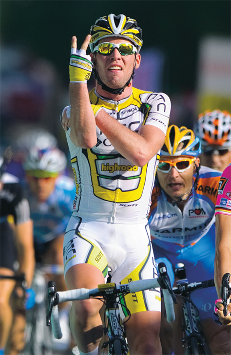 My infamous two-fingered salute after winning stage two of the Tour of Romandy - photo 2