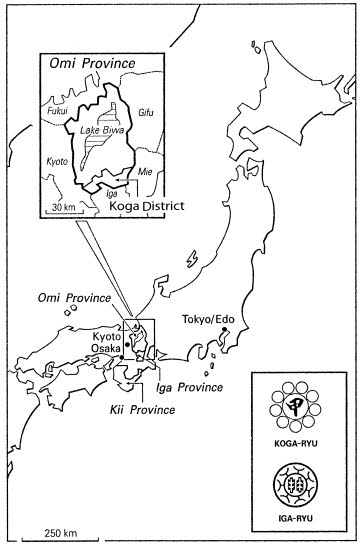 Map of Japan with ancient ninja areas around Lake Biwa Inset Seals of the - photo 9