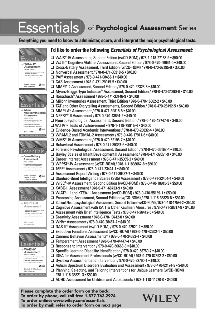 Essentials of Psychological Assessment Series Series Editors Alan S Kaufman - photo 2