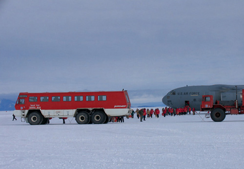 Ivan the terra-bus waits to ferry American scientists and staff from the ice - photo 3