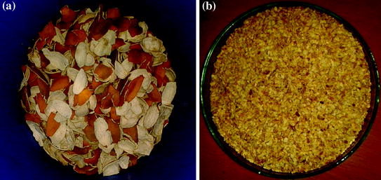 Fig 1 Photograph of sweet lime peel a before grinding b after grinding - photo 1