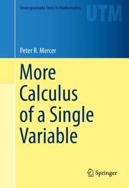 Mercer - More Calculus of a Single Variable