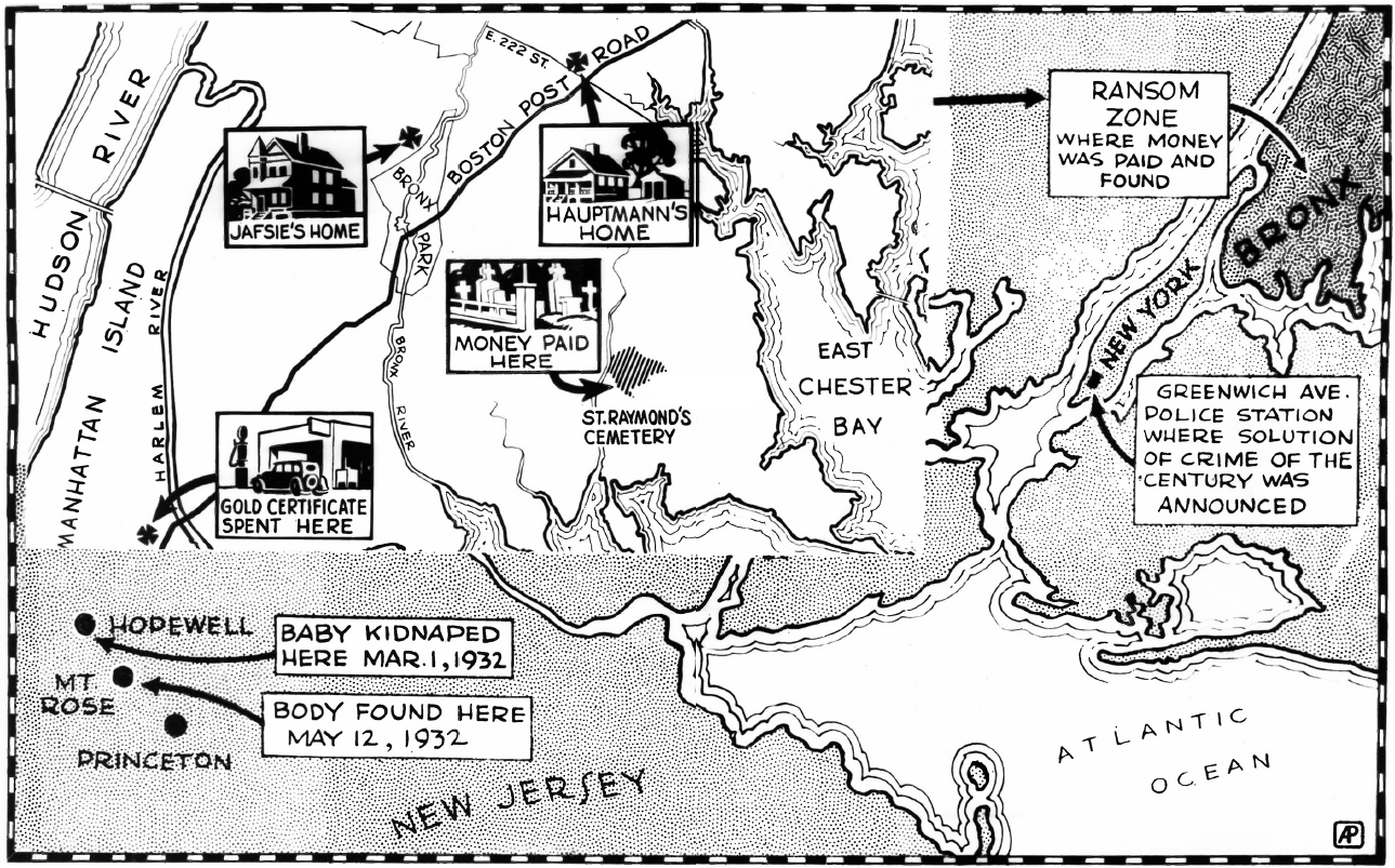 A map of the principal sites of the Lindbergh kidnap-murder published on - photo 3