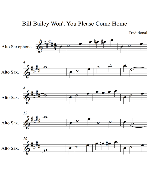 Bill Bailey Wont You Please Come Home Alto Saxophone Piano - photo 20