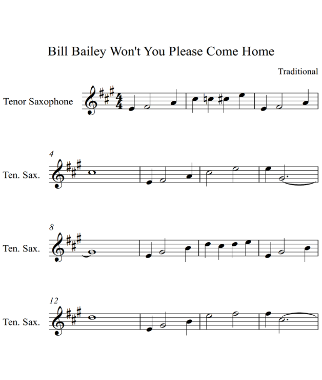 Bill Bailey Wont You Please Come Home Tenor Saxophone Piano - photo 19