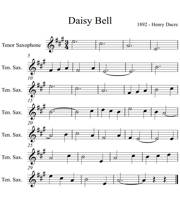 Daisy Bell Tenor Saxophone Piano - photo 11