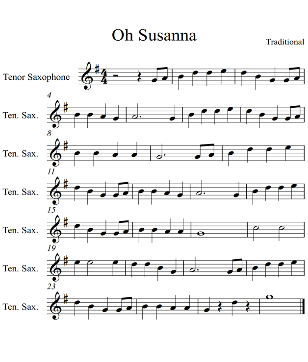 Oh Susanna Tenor Saxophone Piano - photo 15