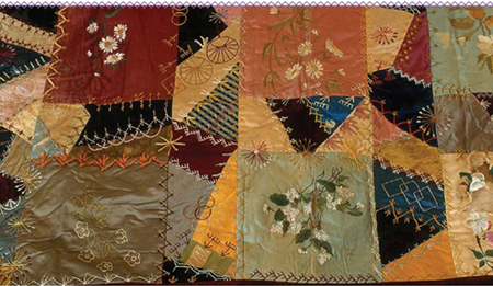 This well-embroidered Victorian crazy quilt has a floral theme Detail Museum - photo 1