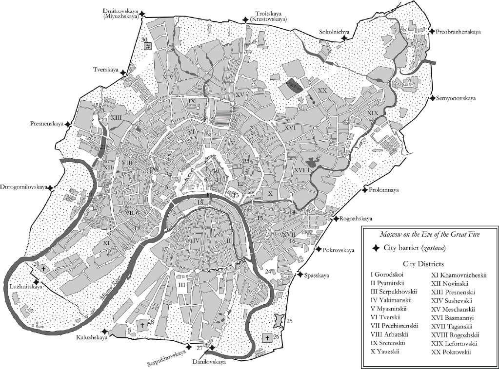 Map 1 Moscow on the eve of the Great Fire Key 1 Dragomilovskaya Street 2 - photo 1