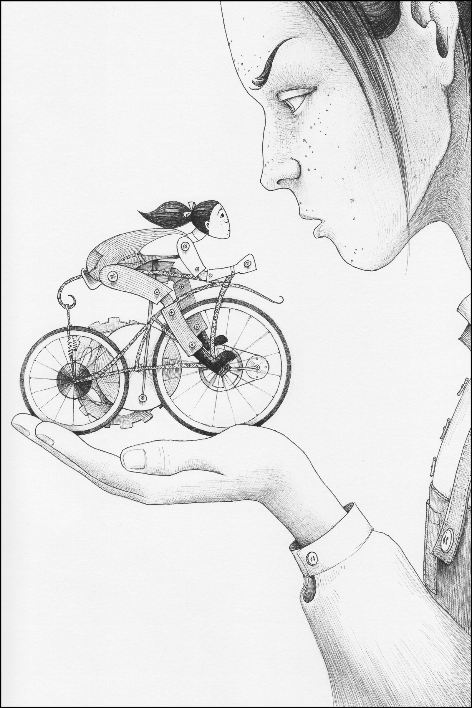 In her cupped hand she held a model of a bicycle and rider She could see tiny - photo 1